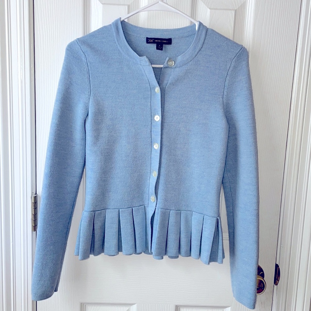 Brooks Brothers Wool Peplum Hem Sweater Cardigan S